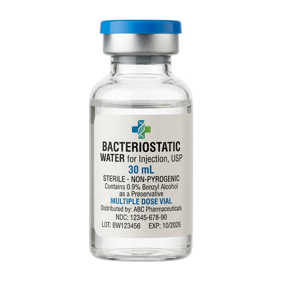 Bacteriostatic Water research vial, 10 mL, third-party tested with COA